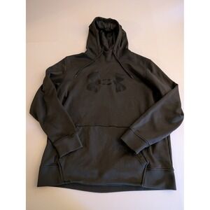 Under Armour ColdGear Mens 2XL Loose Fit Pullover Hoodie Black Logo Fleece